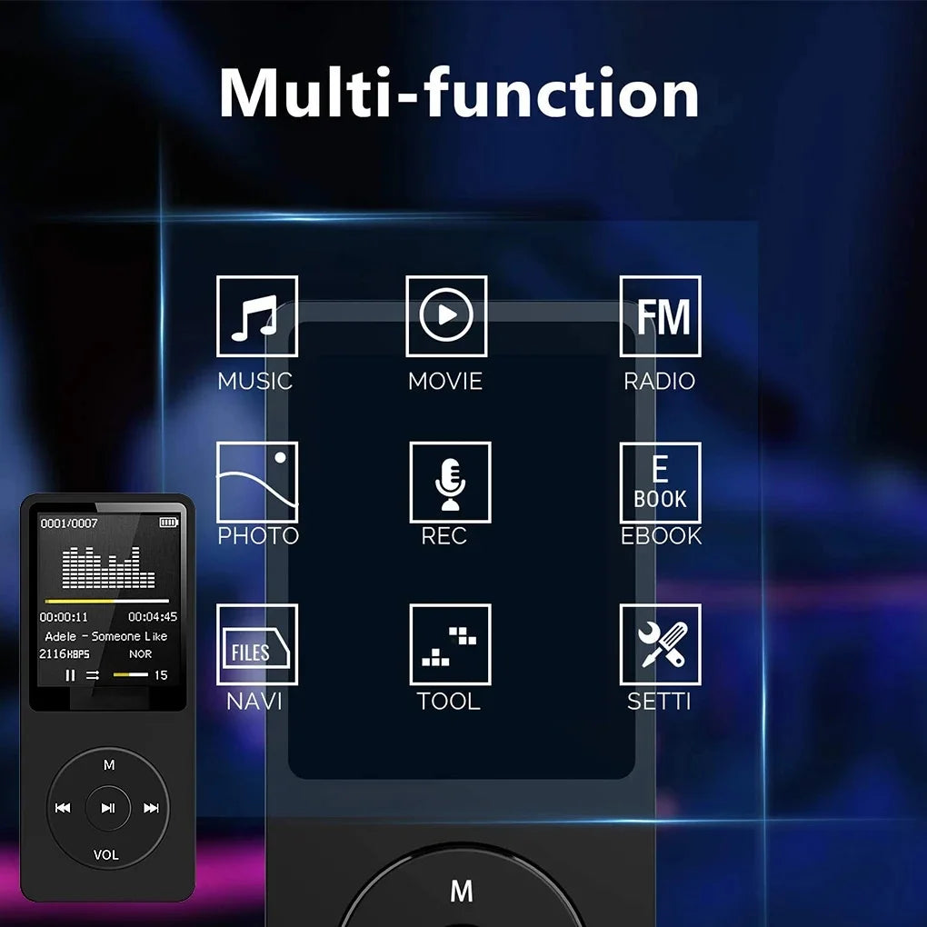 Portable Bluetooth MP3 Music Player - Lossless Audio FM Radio Sports Walkman Recorder