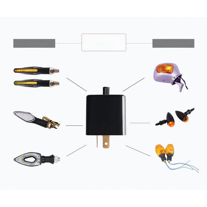 12V Adjustable LED Turn Signal Flasher Relay - Universal Motorcycle Indicator Flash Controller