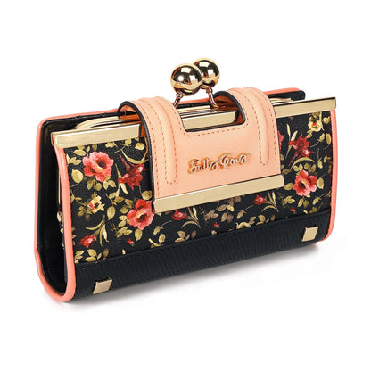 Women’s Leather Wallet — Large Capacity Long Purse with 10 Card Slots and Clips, Zero SY5025