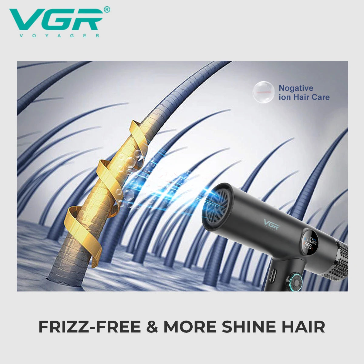 VGR Professional Hair Dryer V-401 — Hot & Cold Adjustment with Brushless Motor 110000 RPM