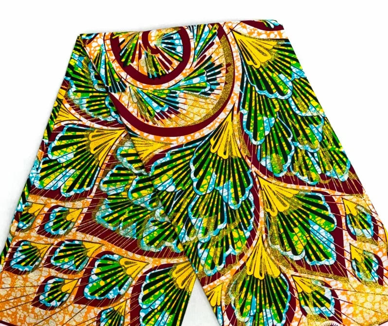 Grand Super African Wax Fabric - 100% Cotton Nigerian Glitter Glam Gold Ankara Print for Sewing