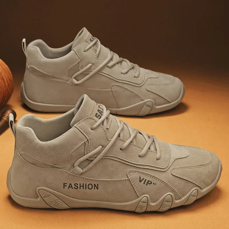 2024 Men’s Spring Ankle Boots – Casual Lace-Up Khaki Sneakers, Non-Slip Work Shoes & Loafers
