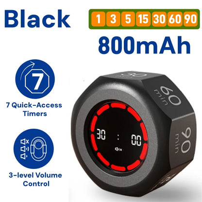 Rotating Pomodoro Timer Cube – Preset Flip Countdown Stopwatch for Study, Work, ADHD Focus, Kitchen & Productivity Tasks