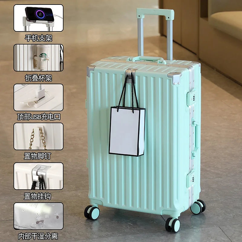 Multifunctional Large Capacity Suitcase – Universal Wheel Trolley with Password Lock for Men, Women & Students