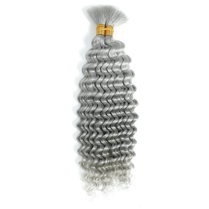 Human Braiding Hair Deep Wave Bulk - 100g No Weft Hair Bundles for Boho Braids, Micro Human Hair