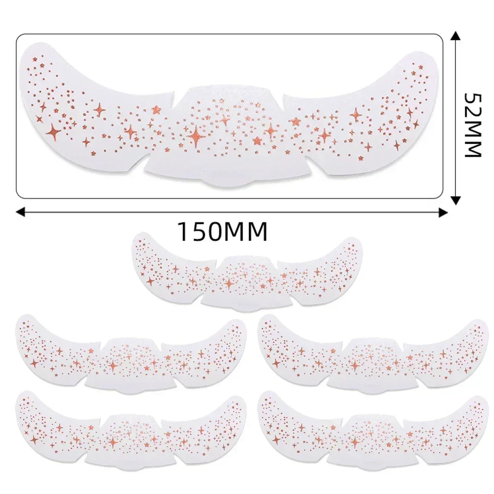 6pcs Hot Stamping Freckles Makeup Patches – Metallic Gold & Silver Temporary Tattoo Stickers for Face