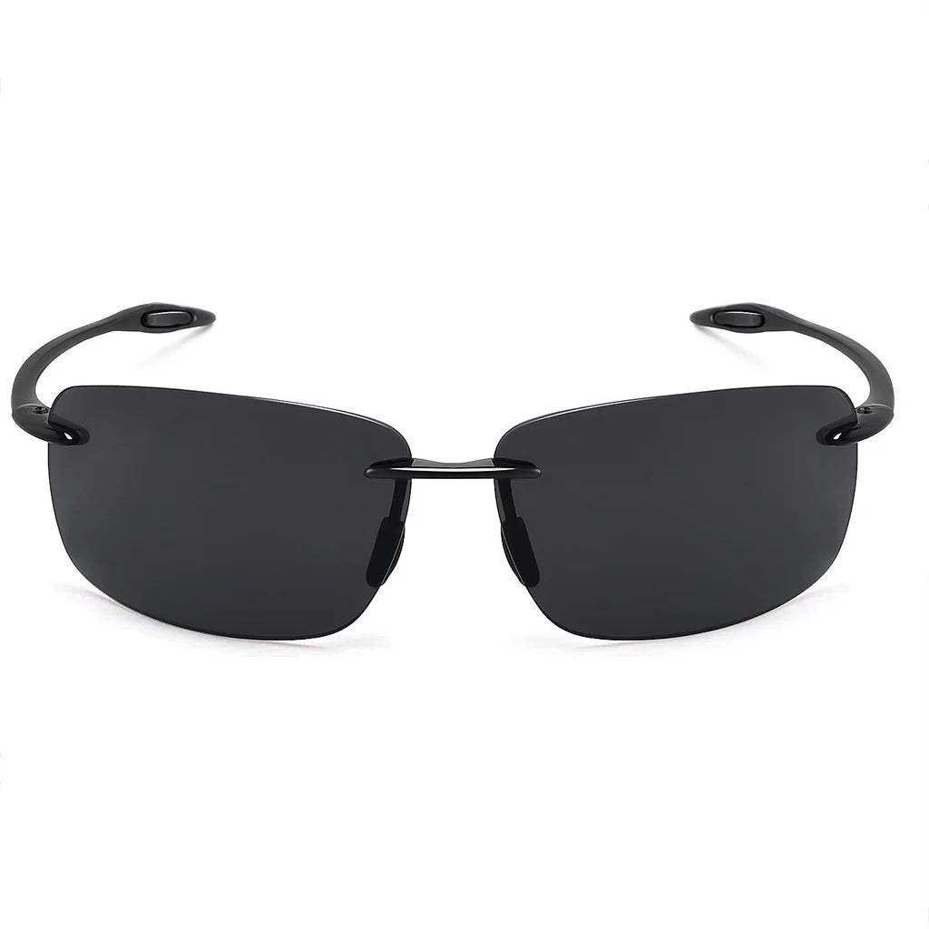 JULI The Matrix Classic Sports Rimless Sunglasses for Men - Orange Rectangle Ultralight Frame, UV400 Protection Driving Eyewear (MJ8009)