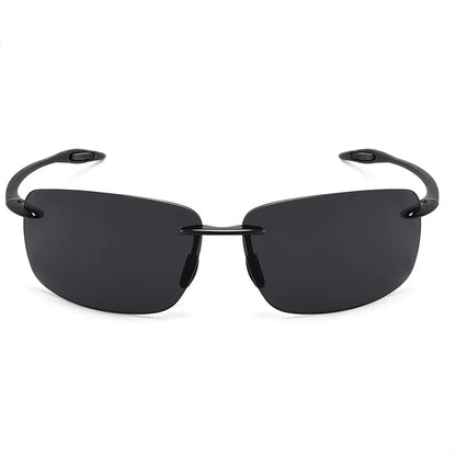 JULI The Matrix Classic Sports Rimless Sunglasses for Men - Orange Rectangle Ultralight Frame, UV400 Protection Driving Eyewear (MJ8009)