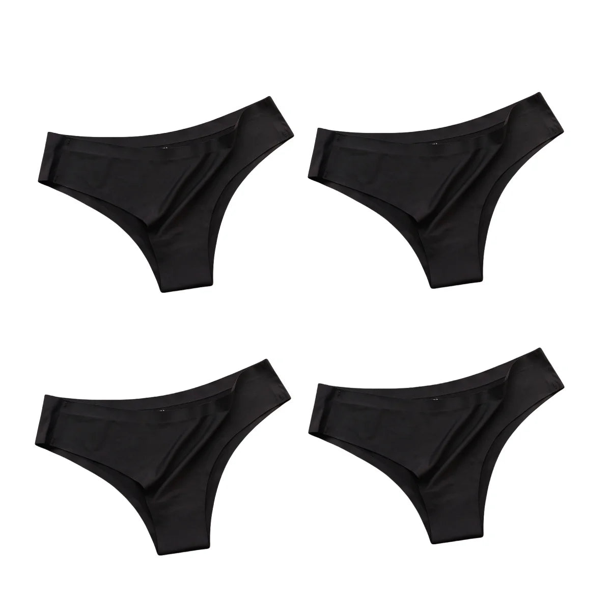4PCS Seamless Ice Silk G-String Panties for Women – Low Waist, Soft Ultra-Thin Sexy Underwear Briefs