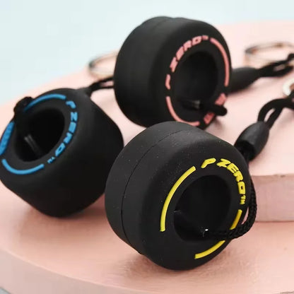Mini F1 Racing Tire Keychain – Luxury Car Key Accessory & PVC Tire Pendant for Men, Car Lovers & Gifts