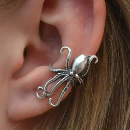 Retro Octopus Ear Clip - Creative Animal Earrings for Women, Exaggerated and Unique Statement Jewelry