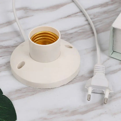 EU LED Stand Lamp Holder — E27 Bulb Plug Dome Socket with Cable Base for Table Lamps, Nightstands, and Lighting Accessories