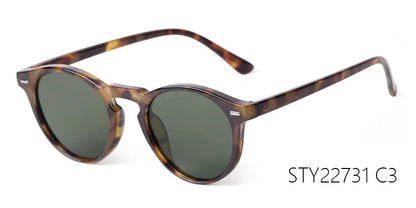 Vintage Round Sunglasses – 2024 Fashion Design for Men & Women, Retro Rivet Yellow & Blue Lens, Square Sun Glasses