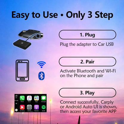 2-in-1 Wired to Wireless CarPlay & Android Auto Adapter – Fast Connect Smart Dongle for Toyota, Mazda, Benz, Audi