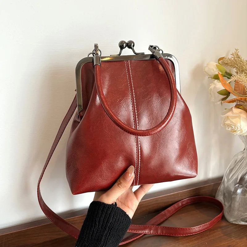 Vintage Brown Women’s Handbag – PU Leather Designer Shoulder & Crossbody Bag
