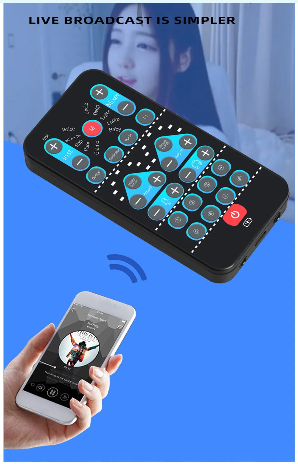M10 Portable Voice Changer Device – Male to Female Switch, Karaoke & Live Sound Tuning Card