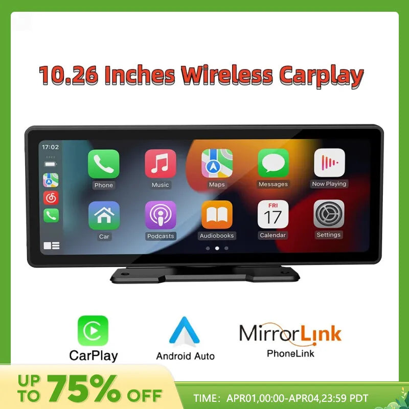 Universal 10.26” Screen Car Radio Multimedia WIFI Video Player - Wireless Carplay Screen for Apple and Android Devices