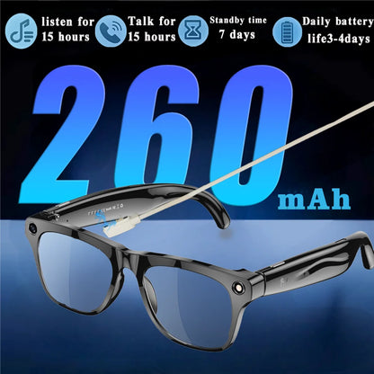Smart Bluetooth Glasses for Men & Women — AI Translator 140 Languages, Anti-Blue Light, Camera & Speaker for Travel and Meetings