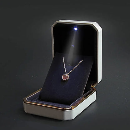 LED Jewelry Ring & Necklace Box — Luxury Velvet Display Case with Light for Engagement, Proposal & Wedding Gifts