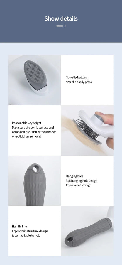 Pet Cat & Dog Hair Brush – Stainless Steel Grooming Comb for Long Hair Pets, Dog Cleaning & Care Accessories