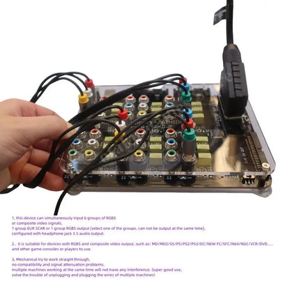 2025 6-in-1 RGBS Video Distributor Switcher – SCART Auto RGBS Converter Board for MD/PS/PS2/PS3/DC/SFC Retro Consoles