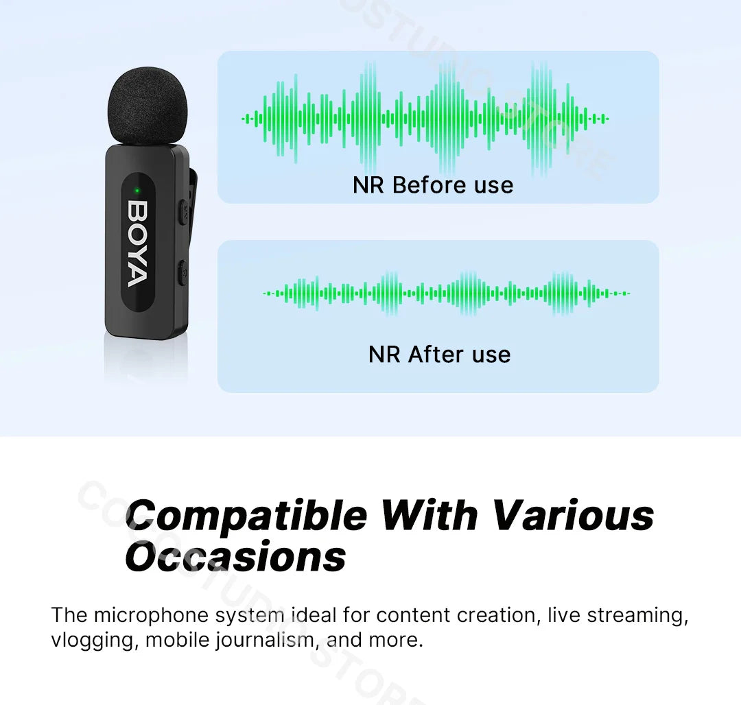 BOYA BY-V3 Wireless Lavalier Microphone – Lapel Mic for iPhone, iPad, Android, USB-C, Gaming, Video Recording & Streaming