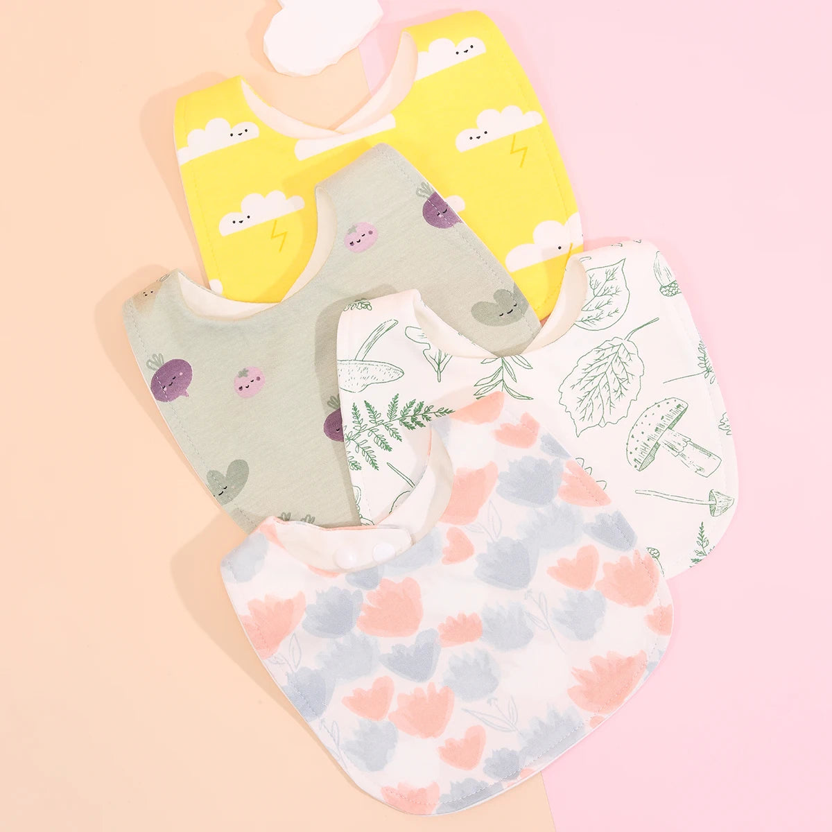 Cotton Baby Bib Set - Adjustable Soft Infant Feeding Bibs Burp Cloths Bandana Scarf for Boys & Girls