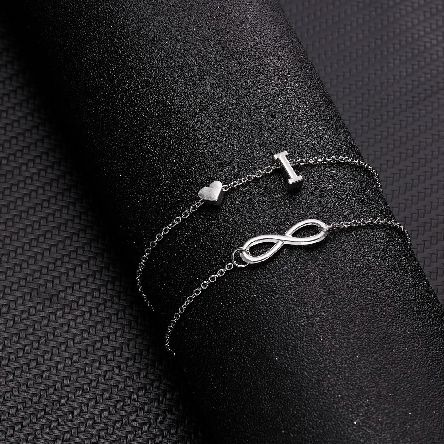 Bohemia A-Z Letter Initial Anklet for Women - Silver Heart Initial Anklet Bracelet, Beach Party & Travel Foot Jewelry