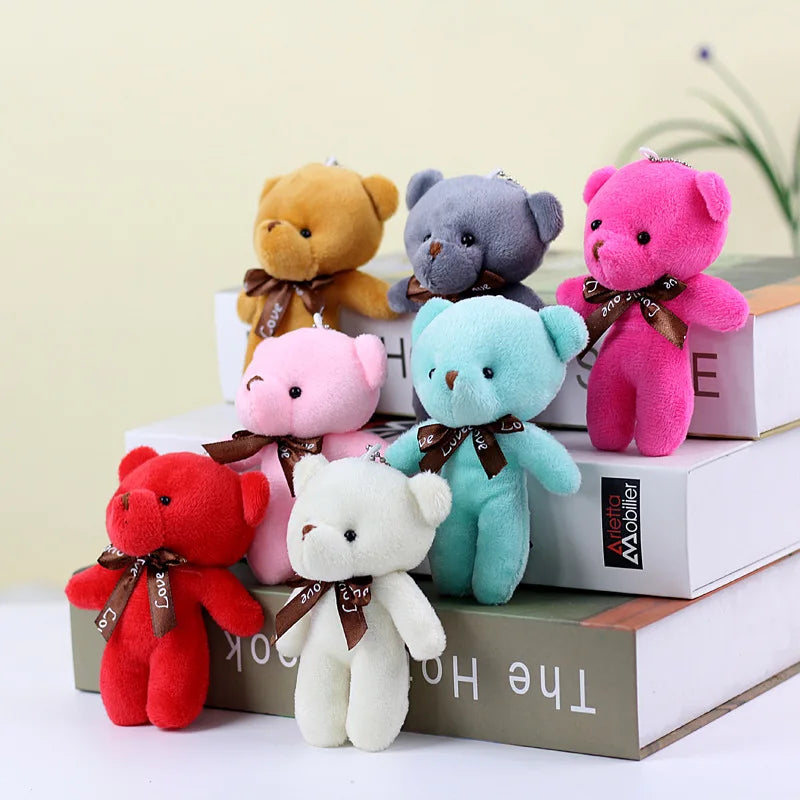 10pcs Mini Bear Plush Keychain — Soft Stuffed Doll Bag Pendant, Cute Toy for Wedding Decoration & Birthday Gift