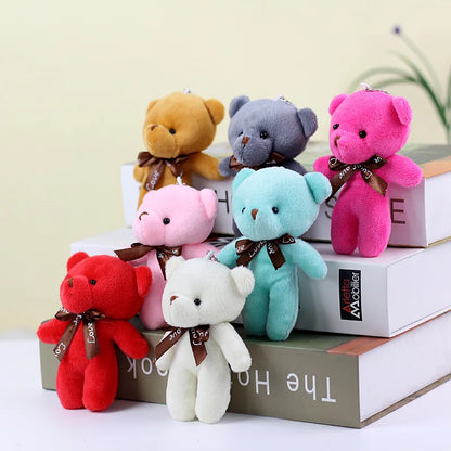 10pcs Mini Bear Plush Keychain — Soft Stuffed Doll Bag Pendant, Cute Toy for Wedding Decoration & Birthday Gift