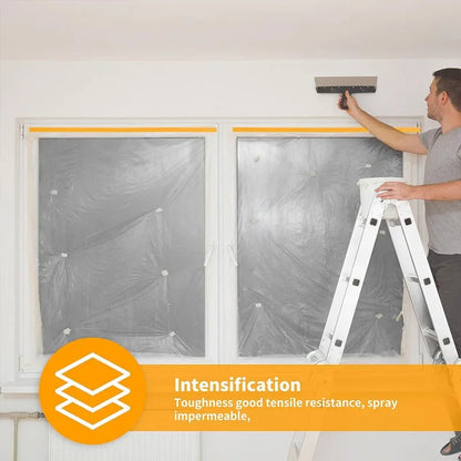 10M Pre-Taped Masking Film Disposable Dust-Proof Plastic Drop Cloth for Painting & Furniture Protection