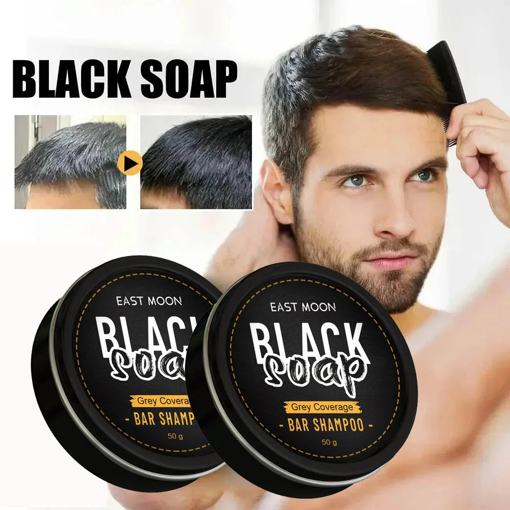 Polygonum Multiflorum Black Hair Soap — Darkening Shampoo Bar for Gray Hair Repair, Face & Body, Men & Women