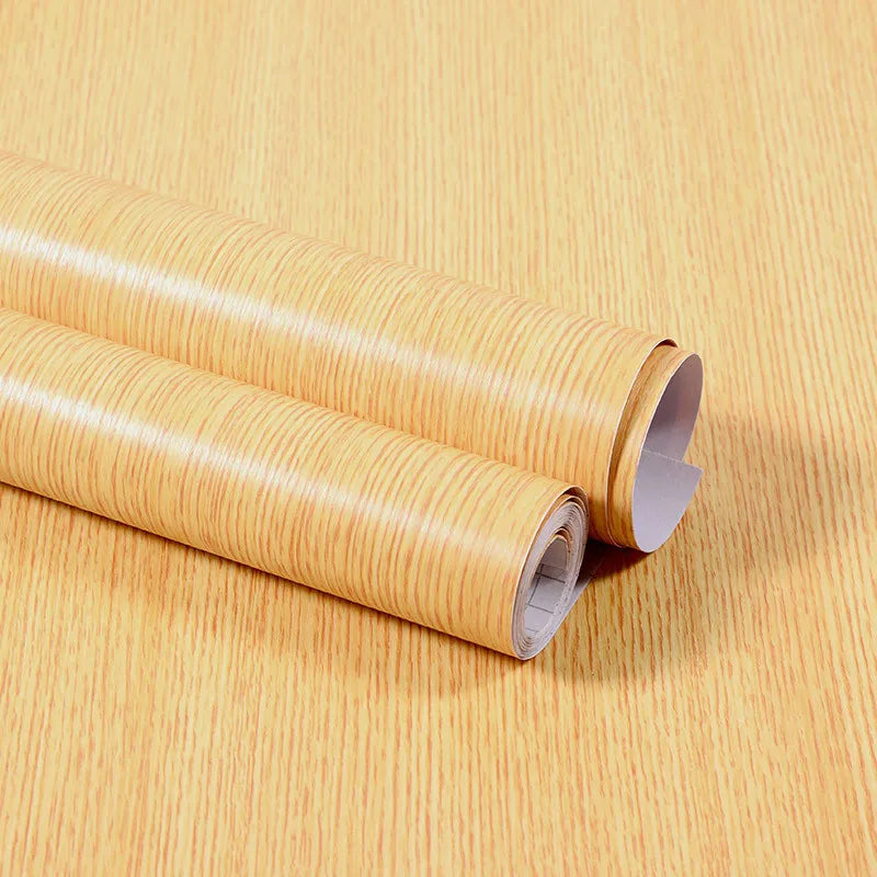 Self-Adhesive Waterproof Wood Grain Vinyl Wallpaper Roll – PVC Wall Sticker for Furniture Renovation & Bedroom Home Decor