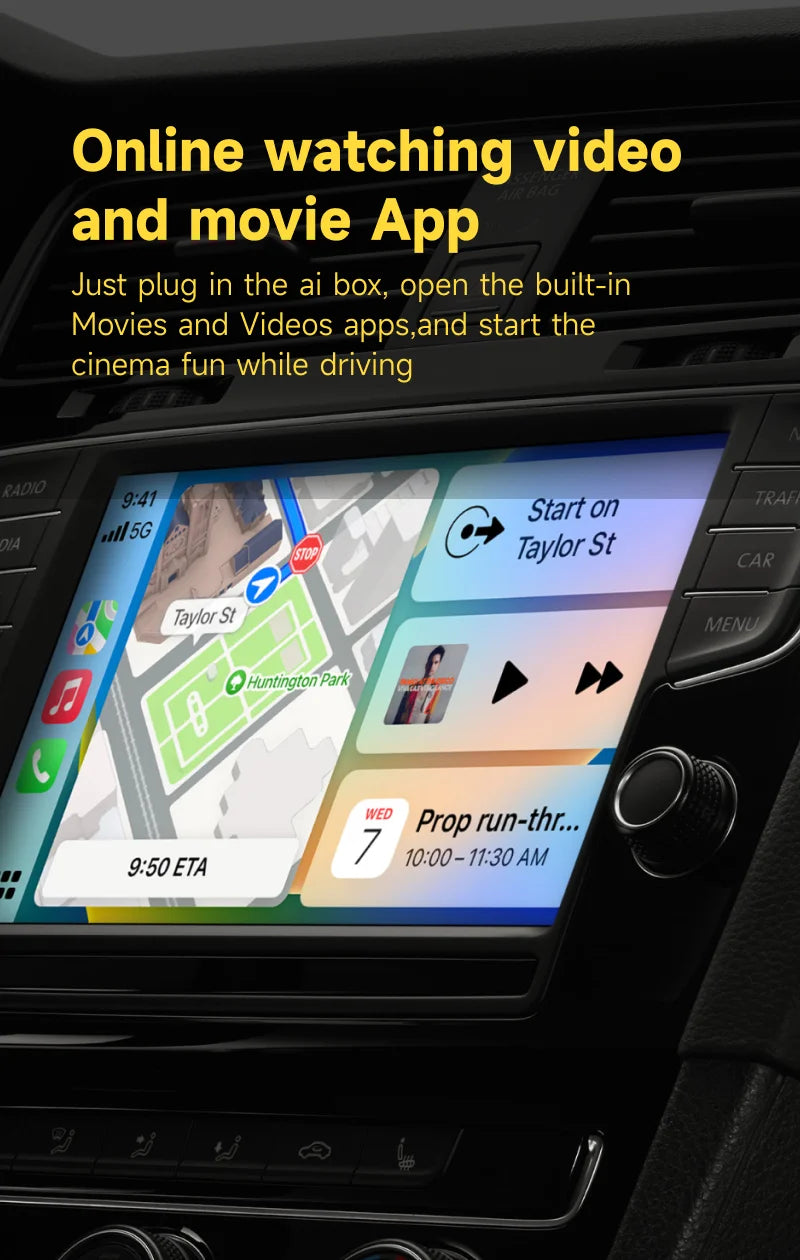 CarPlay AI Box 8+128G Android 13 – Wireless CarPlay & Android Auto, 8-Core CPU, 4G LTE for VW, Audi, Kia, Fiat