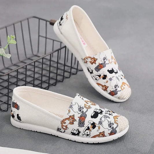 Women’s Breathable Mesh Slip-On Flats - Lightweight Casual Printed Fisherman Shoes for Everyday Fashion