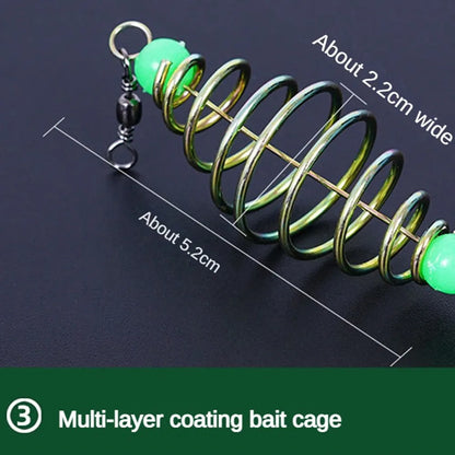 Luminous Bead Fishing Net Trap - 12 Size Mesh Design for Sea Fish Tackle, Copper Shoal Cast Gill Feeder