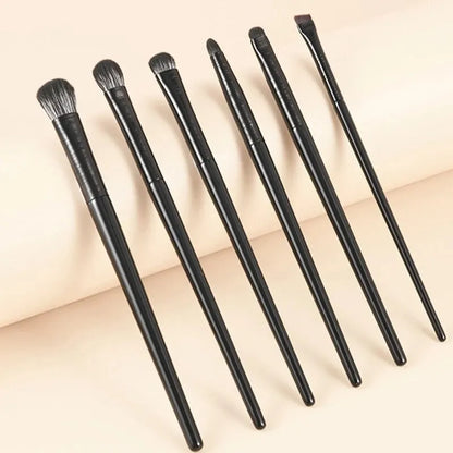 6 Piece Soft Hair Eyeshadow Brush Set - Smudged Lying Silkworm Eyeliner & Detail Small Makeup Brushes