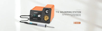 T12 Soldering Station – STM 32 Chip, OLED Display, Adjustable Temp, Auto Sleep, 5pin Soldering Iron & Tweezers Handle