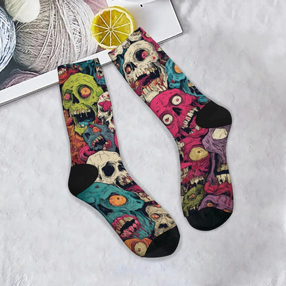 Colorful Skull Crew Socks - Comic Harajuku Retro Novelty Fashion Socks