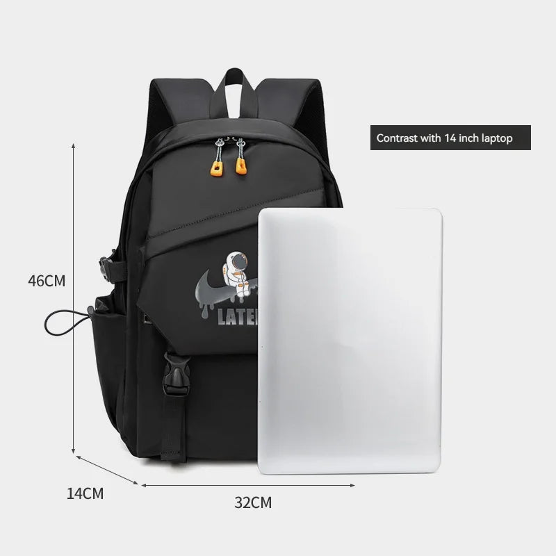 2024 Astronaut Printed Orthopedic Backpack – Waterproof Nylon Schoolbag for Men, Teens & Kids, Laptop & Primary School Bag