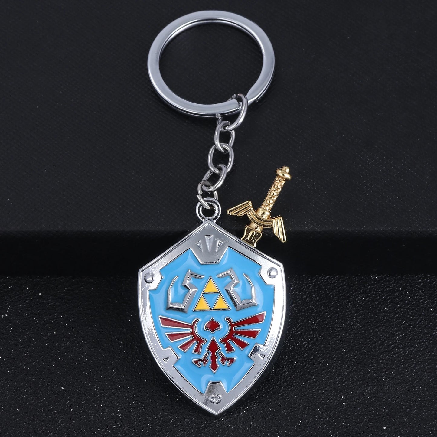 Zelda Hylian Shield & Master Sword Keychain – Cosplay Pendant Keyring for Fans