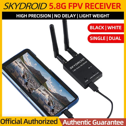 SKYDROID 5.8GHz 150CH FPV Dual/Single Antenna Receiver – UVC OTG RC Drone Part for Android Smartphones