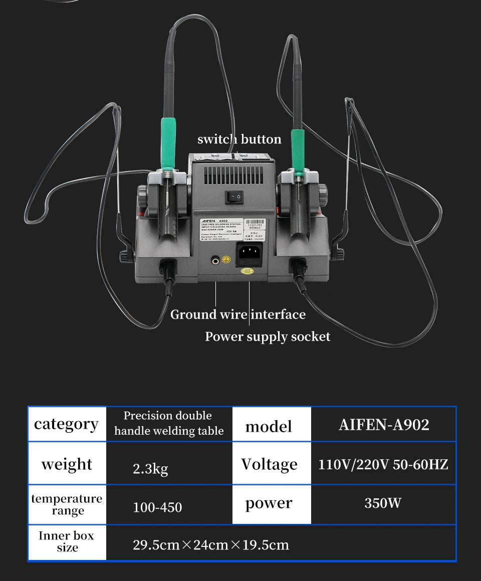AIFEN A902 Soldering Station – Double Station C115, C210, C245 for Cell-Phone PCB & IC Repair Soldering Tools