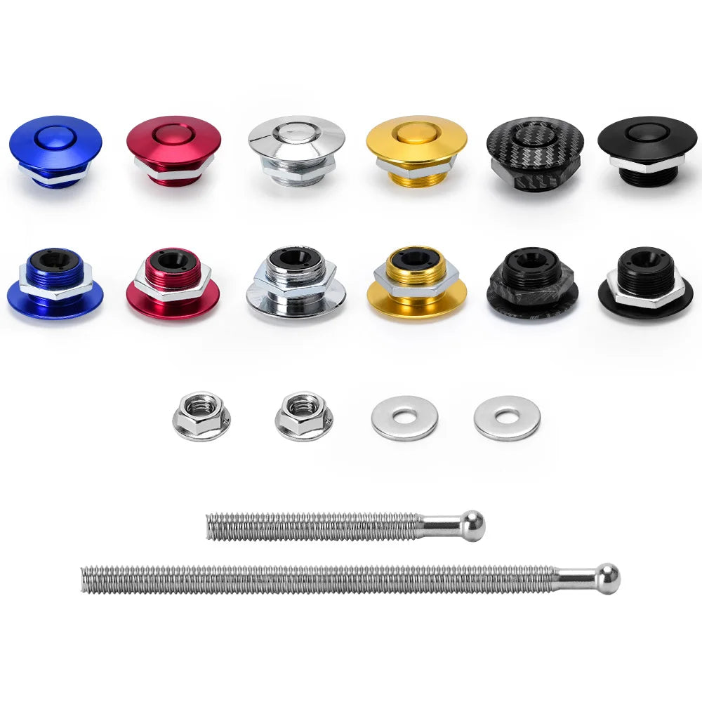 Universal JDM Style 1.25" Push Button Billet Hood Pins Lock Clip Kit - LZONE Car Quick Pins for BMW ec JR-HPL04/05
