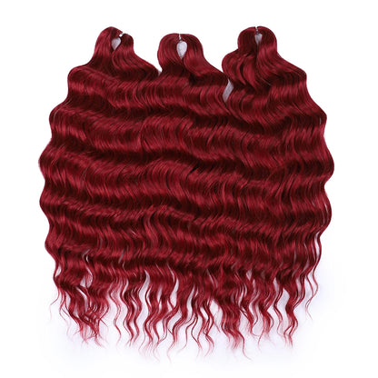FASHION IDOL 24" Deep Wave Crochet Hair - 3-Piece Synthetic Water Wave Braiding Extensions, Ombre Rainbow Twist Hair