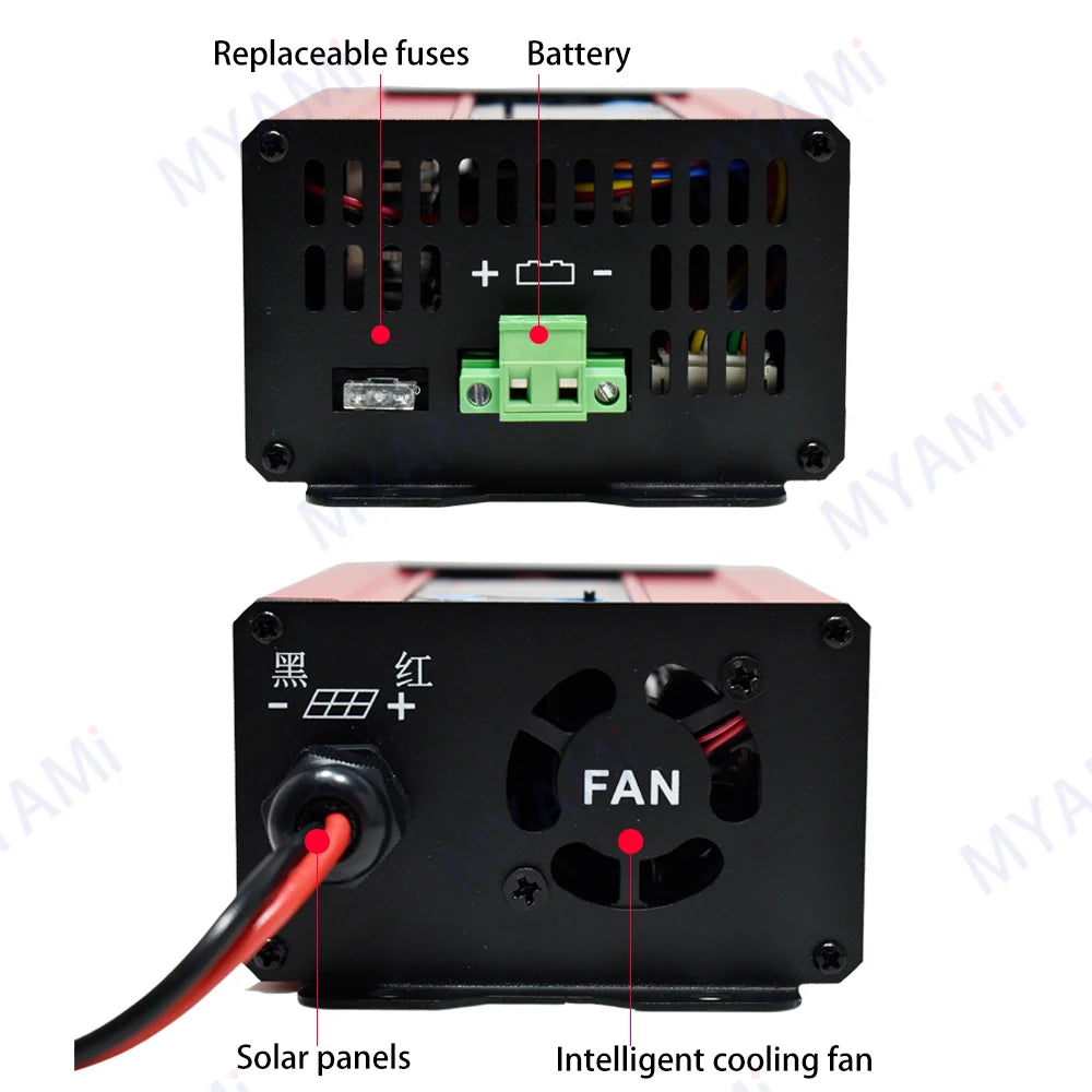 MYAMi 1400W Solar Charge Controller – Auto 12V/24V/48V 25A High Input Voltage Regulator for Off-Grid Solar Systems