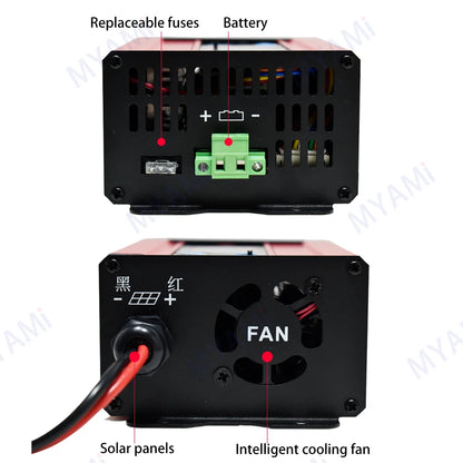MYAMi 1400W Solar Charge Controller – Auto 12V/24V/48V 25A High Input Voltage Regulator for Off-Grid Solar Systems
