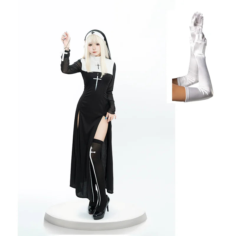 Women’s Anime Nun Cosplay Costume - Halloween Sister Uniform for Shows, Parties & Performances