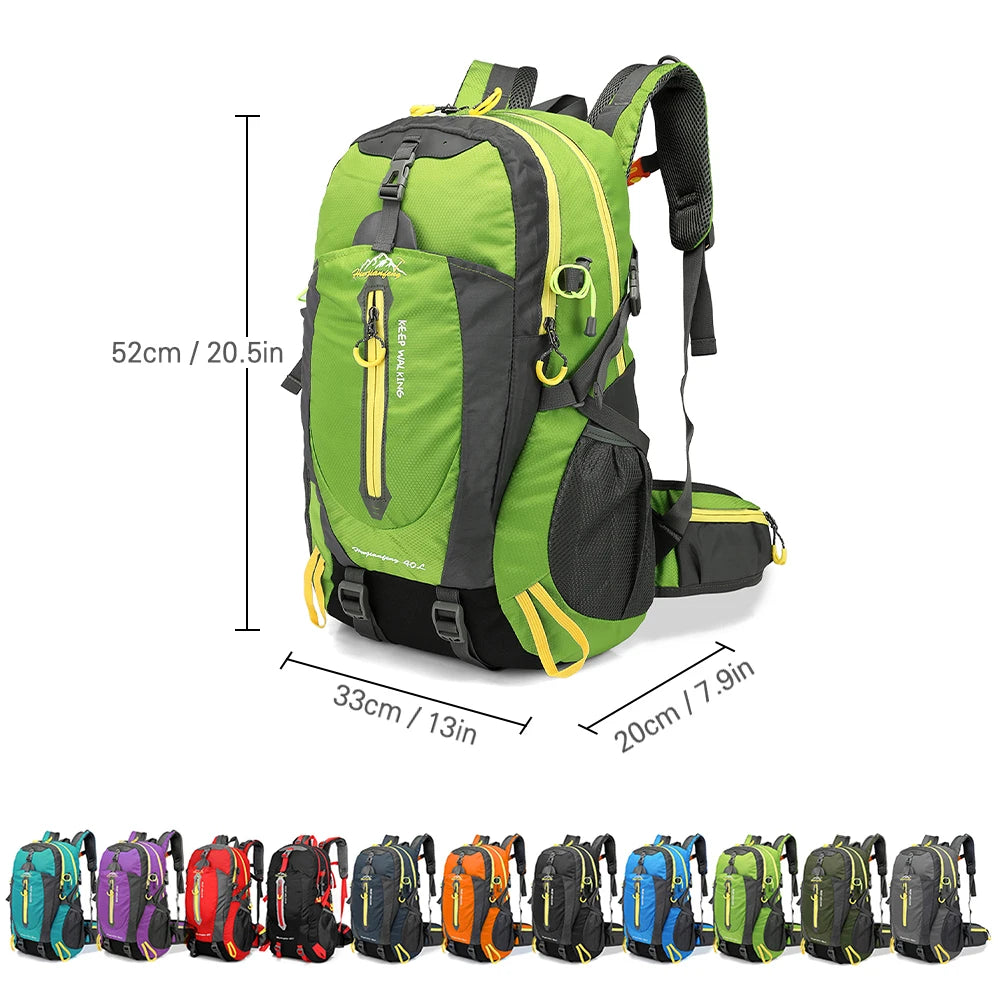 40L Water-Resistant Travel Backpack — Camping, Hiking, Trekking & Climbing Daypack with Laptop Compartment for Men & Women
