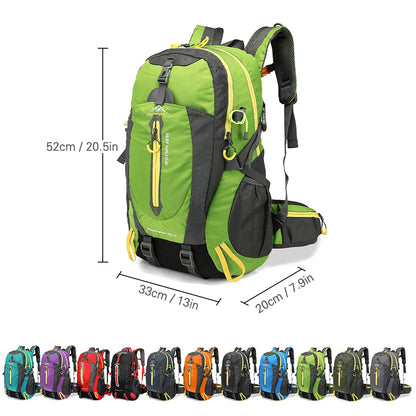 40L Water-Resistant Travel Backpack — Camping, Hiking, Trekking & Climbing Daypack with Laptop Compartment for Men & Women